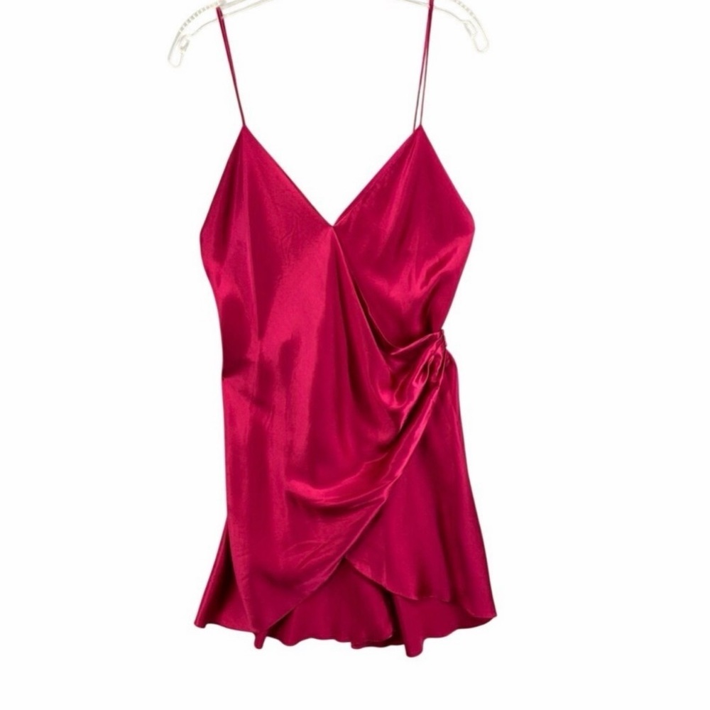VICTORIA’S SECRET Vintage Gold Label Lingerie Silk Red Draped Teddy Slip Dress